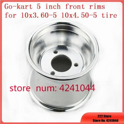 Go-kart front wheel hub 5'' x 130 mm wide Aluminium alloy rims use 10x3.60-5 tire 10x4.50-5 tyre for 3 wheel 4 wheel drift car