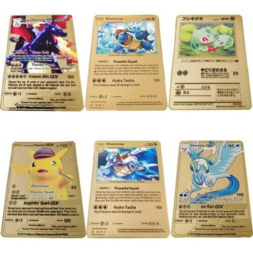 Pokemon Card DIY 2021 New Anime Pokemon DIY Charmander Blastoise Series Golden Card Collection Gift Kids Game Collection Cards