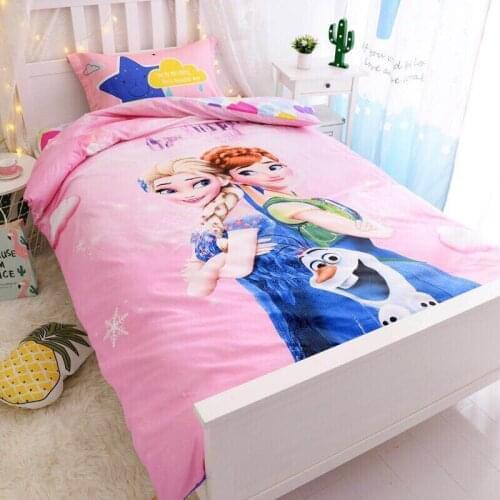 Disney Pink Frozen Elsa Anna 3D Bedding Comfortable Lovely Duvet Quilt Cover Pillowcase Girl Bedroom Decorative Home Spin