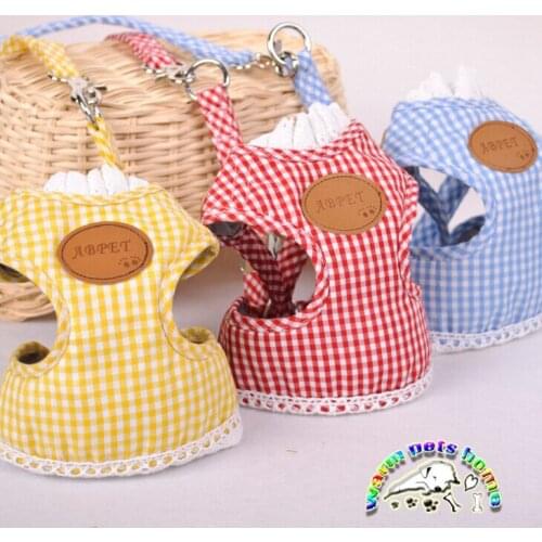 12PCS Cute Small Cotton Dog Harness Leashes Accessory Puppy Chihuahua Pet Dog Training Vest Adjustable Dog Lead For Small Dogs