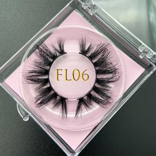 MIKIWI New FL Styles 20mm-22mm Clear Square Case Packaging Custom Labels Dramatic 3D False Eyelash Thick Fluffy Real Mink Lashes