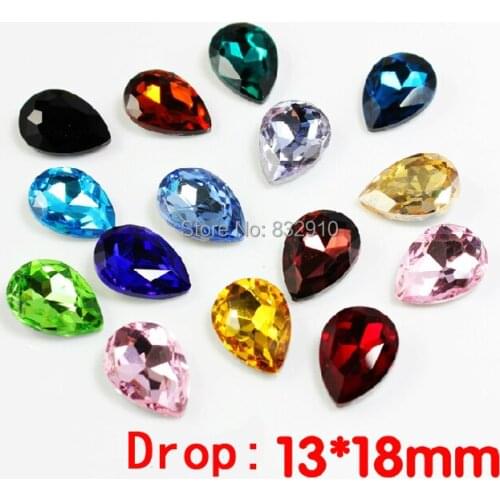 Sales NEW 65/ lot 13mm * 18mmDIYHotFix pointback rhinestone crystal diamond drop shape big rhinestones good quality crystal