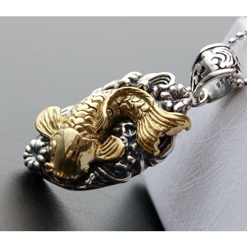 Handmade silver pendant 925 sterling silver pendant Thai silver pendant restoring ancient ways have fish every year