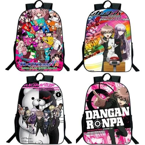 16inch Danganronpa School Bags Monokuma Children Boy Girl Anime Backpack Naegi Makoto Teenager Kids Waterproof Nylon Bag