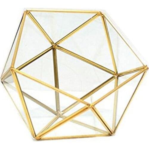 Glass Terrarium Storage Box Jewelry Holder,Glass Geometric Terrarium Tabletop Succulent Plant Box Planter Holder Case(Black