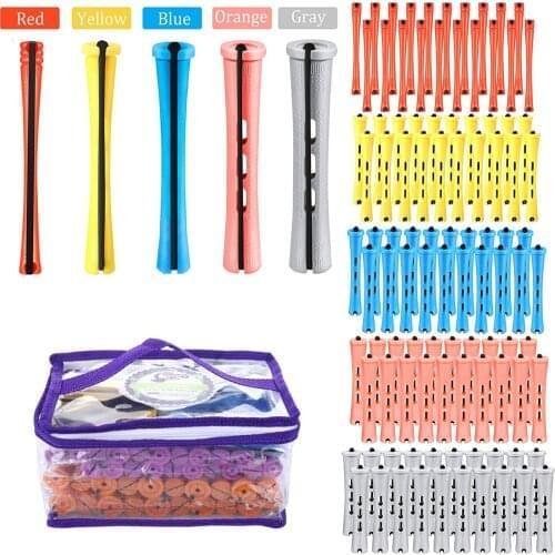 Perm Rods and 100 Pieces 5 Sizes Hair Rollers with Hair Cold Wave Rods Hair Curler for Women Long Short Hair（With bag