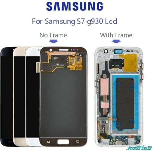 Super AMOLED For Samsung Galaxy S7 G930F G930fd Burn-in shadow Lcd Display With Touch Screen Digitizer 6.2'' with frame