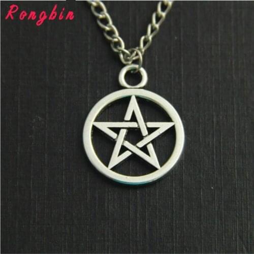 Supernatural Necklace Devils Trap Pentagram Pentacle Vintage Retro Antique Silver colour Pendant Movie Jewelry Wholesale