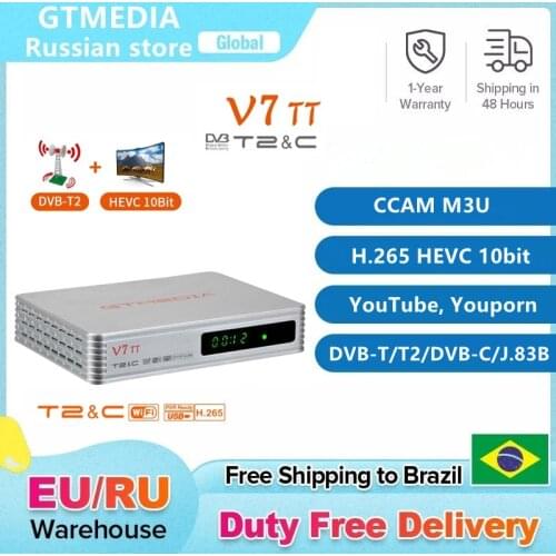 GTMEDIA V7 TT HD 1080p Tv Tuner DVB-T2 DVB-C Combo TV BOX H.265 HEVC 10bit for Spain receptor Full speed USB 3G dongle
