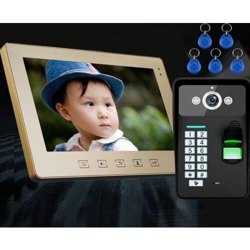Touch Key 10" Lcd Fingerprint Recognition Video Door Phone Intercom
