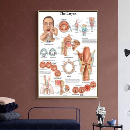 WANGART Anatomical Charts Larynx Chart Canvas Print Wall Pictures For Living Room Medical Education Office Home Decor