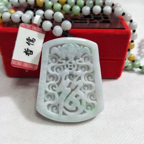 Zheru Jewelry Pure Natural Jadeite Light Green Good Fortune Pendant Tri-Color Jade Yuzhu Necklace A Class A National Certificate