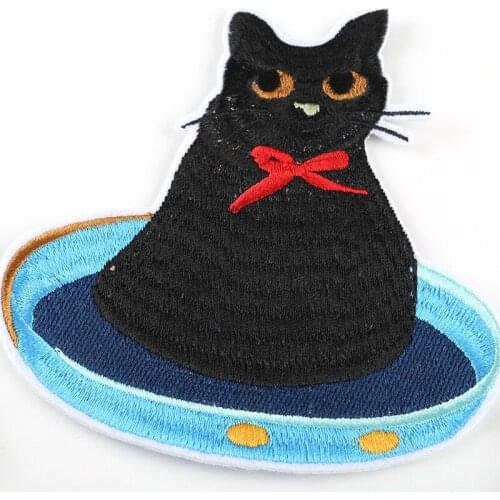 Funny Cartoon Fat Cat Patch Embroidered Iron on Appliques for Jeans Backpack Jacket Fabric DIY Clothes Patch