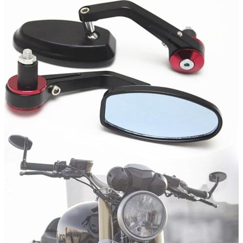1 Pair 7/8" 22mm Universal Motorcycle Aluminum Rear View Black Handle Bar End Side Rearview Mirrors Electrombile Scooter E-Bike