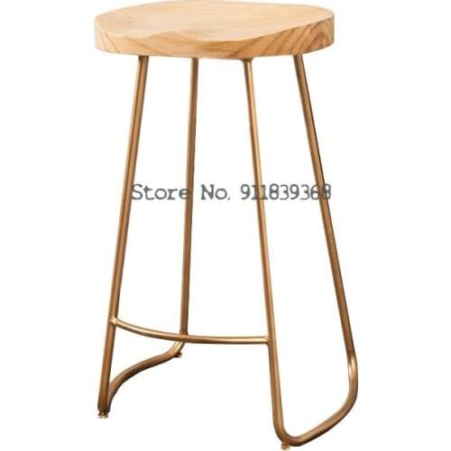 Iron Bar Chair Modern Simple High Stool Household Solid Wood North Europe Bar Stool Cafe Bar Table Chair Bar Chair