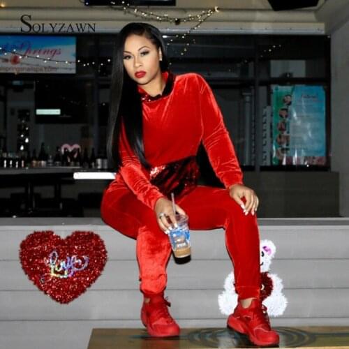 Sequin Velvet Hoodies Tracksuits Women 2 Piece Set Front Pocket Sweat Shirt + Jogger Pants Autumn Winter Velour Matching Outfits