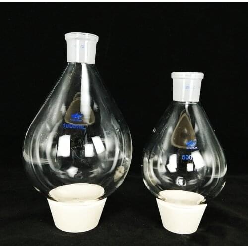 1pcs 50ml to 2000ml Glass Eggplant Shaped Distillation Flask standard frosted mouth 19# 24# 29# Oval bottom single mouth flask