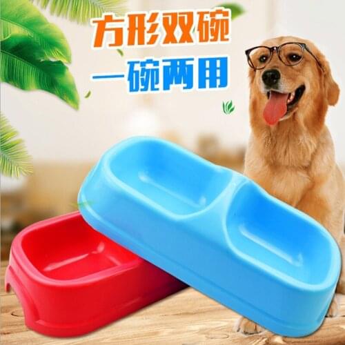 1Pcs Large Solid Candy Plastic Double Dog Bowl Dog Cat Pet Bowls Food Bowl Water Bowl Travel Outdoor Feeding Feeder Dish