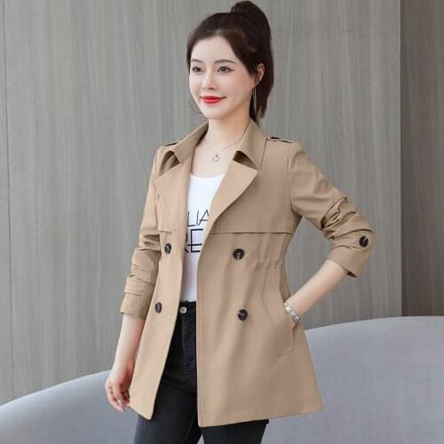 2021 New Autumn Women Jacket Windbreaker Female Korean Double breasted Basic Jackets Loose Basic Coat Casual Outwear Plus Size