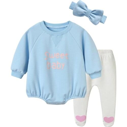 2019 Newborn Clothes Fashion Autumn Childrens Clothing 0-3 Years Old Baby Pink Long Sleeve Rompers+ Pants For Girls Kids Outfit
