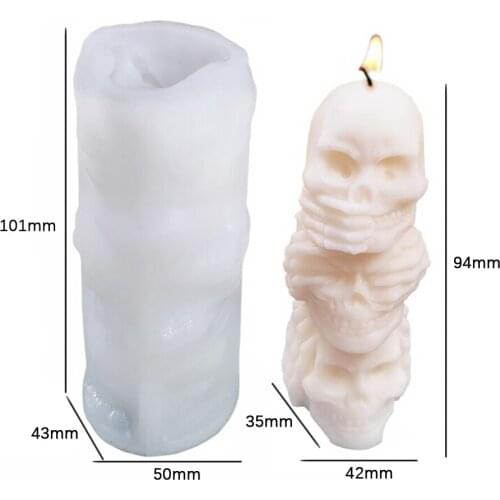 3D Skull Candle Silicone Mold DIY Halloween Funny Shape Chocolate Ice Cube Mold Resin Skull Mold Making Tool