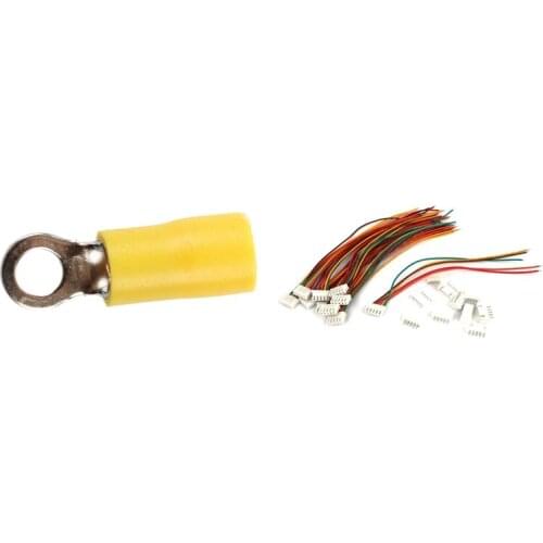 50 Pcs AWG 12-10 Pre Insulated Ring Terminals Cable Lug RV5.5-4S Yellow & 10 Pcs 15cm RC 4S Lipo Balance Charger Cable
