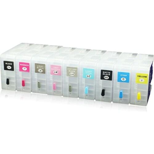 9Color Compatible for T8501 T8501-T8509 Empty Refillable Ink Cartridge With Reset Chip For Epson SureColor P800 SC-P800 Printer
