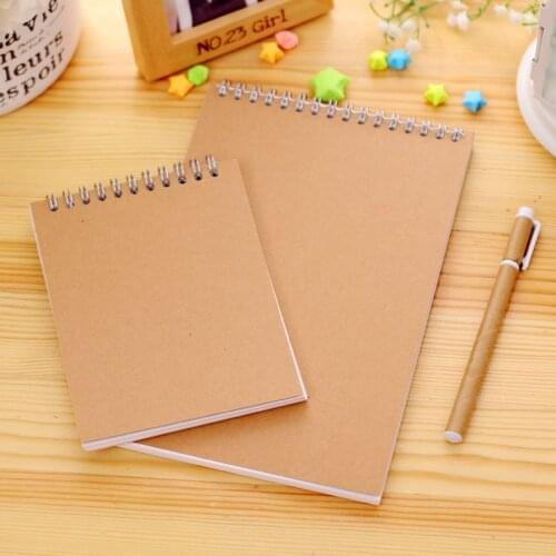 A5 A6 Khaki Sketchbook Spiral Notebook 50 Sheets Inner Blank Kraft Paper Cover Writing Drawing Notepad School Supply