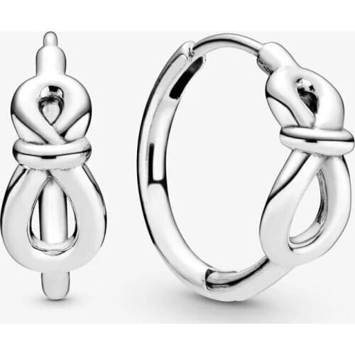 Authentic 925 Sterling Silver Infinity Knot Hoop Earrings for Women Wedding Ear ring Fine Jewelry Brincos Bijoux