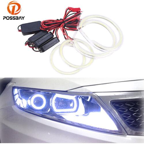 POSSBAY 4Pcs Auto Halo Rings Angel Eye DC 12V Car Angel Eyes Headlight Daytime Running Light DRL for Mazda 6 2002-2008 Foglights