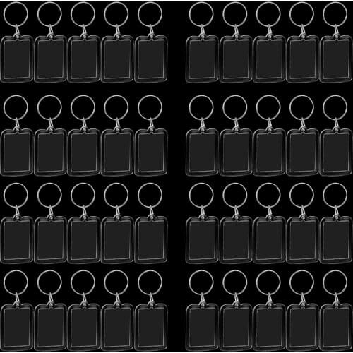 40x Key Chain with Clear Photo Frame can DIY Personality Key Chain-3.8x2.5cm