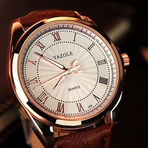 Top Brand Luxury Yazole Men Watches Roman Scale Male Quartz Watch Business Mens Clock Leather Relojes Hombre