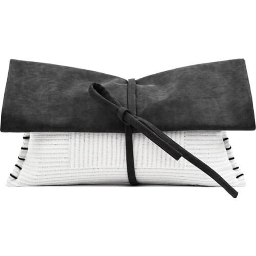 Decorative Cushion Covers For Living Room Black Brown Bow Design Throw Pillow Cover Luxury Leather Sofa Car Cushions 30x50cm