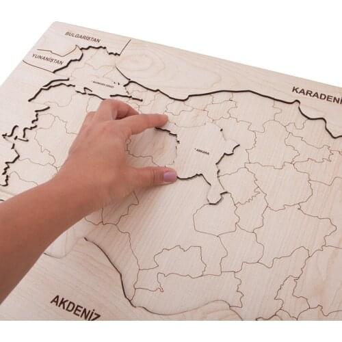 3D Wooden Puzzle Turkey Map Child Toy World Imagination Development Learning Merge IQ Upgrade Wall Ornament