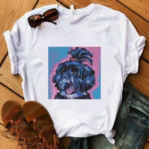 Funny Graphic O-Neck Clothes Women Harajuku Bandana Print Mama Fashion Cartoon Tshirt Shih Tzu Mom T-shirt Short Sleeve Tee Tops