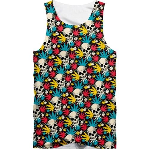 IFPD EU Size Cool 3D Print Skull Tank Top Men Casual Colorful Maple Leaves Vest Hiphop Streetwear Plus Size Sleeveless Shirts