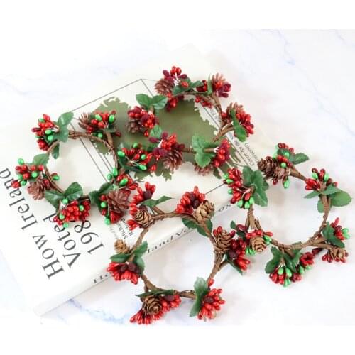 Simulation Decoration Christmas Wreath True and False Pine Cones Creative Home Candle Ring Ornaments Decorative Wreath