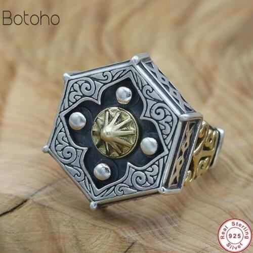 Taoist Tai Chi Ring 100% Real 925 sterling silver colour Vintage Creative Adjustable Ring Men women jewelry Gossip mirror ring