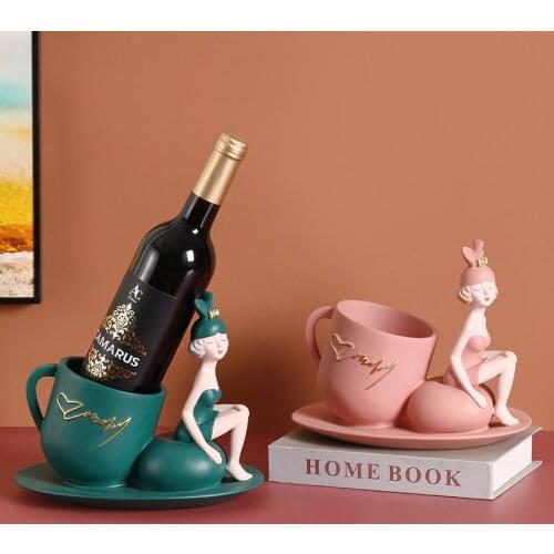 Creative Rabbit Girl Sitting Sculpture Decor Wine Storage Ornaments Wine Cabinet Home Decoration Accessories Wedding Gift