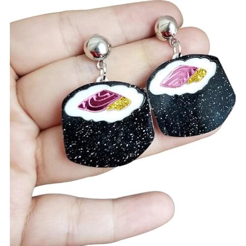 Cute Sushi Food Shape Acrylic Studs Earrings Funny Drop Dangle Earrings Jewelry