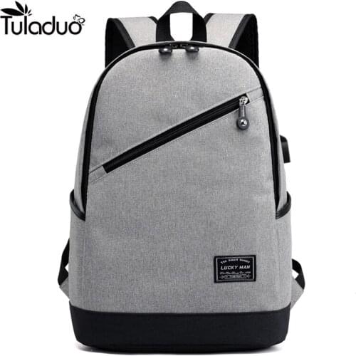 2020 Fashion USB Charging Design Backpack Book Bags for School Casual Rucksack Simple Daypack Oxford Canvas Laptop Man Backpacks