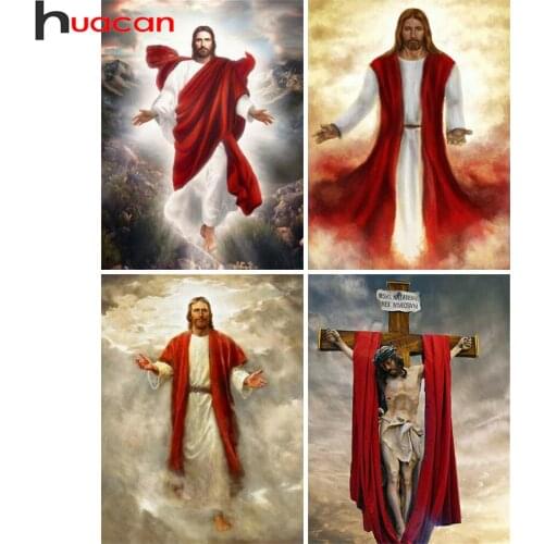 Huacan Diamond Painting Kit God Christian Home Decor Diamond Embroidery Mosaic Jesus Cross Stitch Wall Stickers