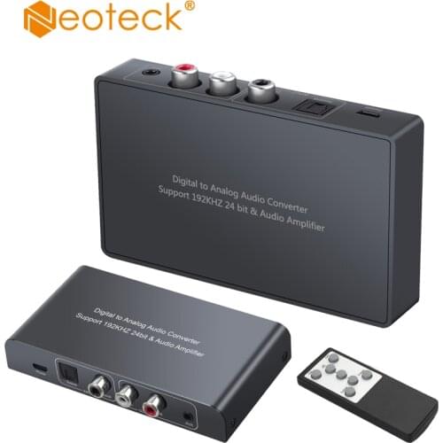 Neoteck Mental ABS Digital to Analog Audio Converter With IR Remote Control 192kHz Coaxial Toslink to Analog Stereo L/R RCA