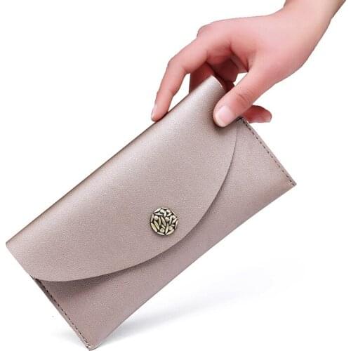 2017 New Womens Slim Wallets Simple Leather Handbag Money Holder