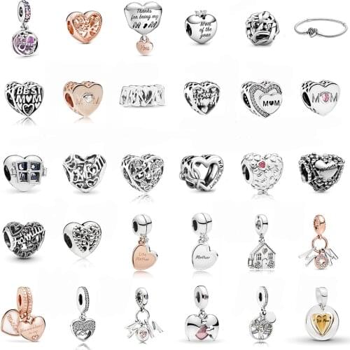 2020 Mothers Day New S925Mum of the Year Openwork Flower Heart Mummy Woven Infinity Charm DIY original woman jewelry