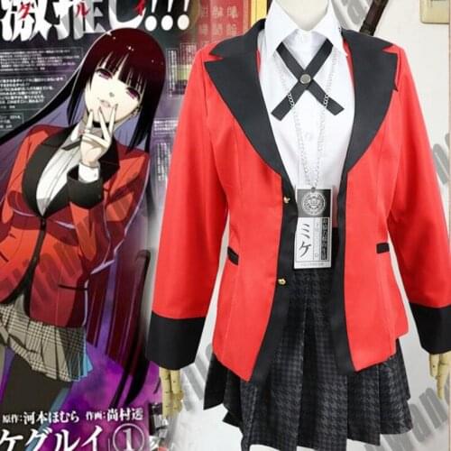 New Anime Kakegurui Yumeko Jabami Saotome School Girls Uniform Cosplay Costume Halloween