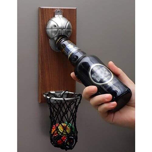 NEW Basketball Shot Bottle Opener With Pocket Wall Mounted Home Decor Can Beer Opener Magnet Kitchen Gadget Bar Party Supplies