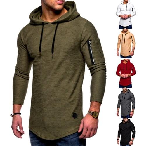 New Street Fashion Hooded Solid Color Mens Casual Long-sleeved Sweater T-shirt Sports Mens Hoodie -40