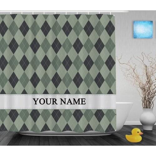 Personalized Shower Curtain Gray Argyle Home Decorative Bathroom Shower Curtains Polyester Fabric With Hooks