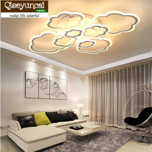 Qiseyuncai Slim Cloud Shape Simple Postmodern Acrylic Cloud Living Room Light LED Ceiling Light